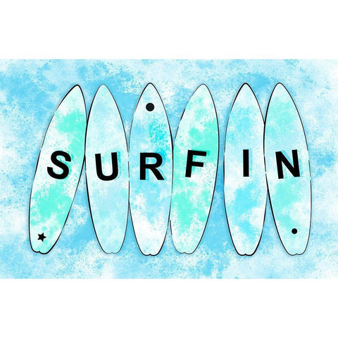 Surfin Cyan White Modern Wood Framed Art Print by Aesthete