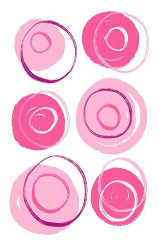 Buttons Pink White Modern Wood Framed Art Print with Double Matting by Aesthete