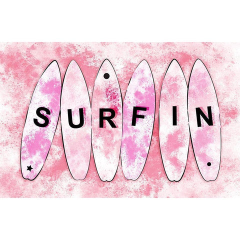 Surfin Pink White Modern Wood Framed Art Print by Aesthete