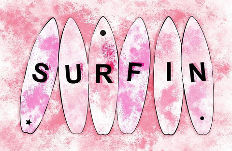 Surfin Pink White Modern Wood Framed Art Print with Double Matting by Aesthete