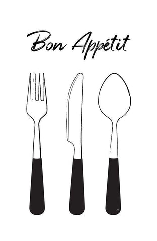 Bon Appetit Black Ornate Wood Framed Art Print with Double Matting by Aesthete