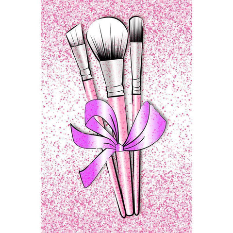 Pink Brushes White Modern Wood Framed Art Print by Aesthete