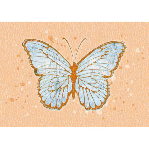 Butterlfy Orange White Modern Wood Framed Art Print by Aesthete