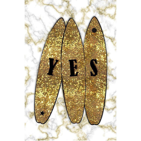 Yes Surf Gold Black Modern Wood Framed Art Print with Double Matting by Aesthete