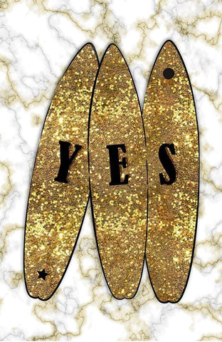 Yes Surf Gold White Modern Wood Framed Art Print with Double Matting by Aesthete