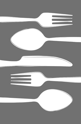 Cutlery White Modern Wood Framed Art Print with Double Matting by Aesthete