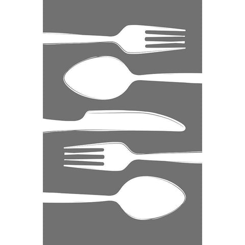 Cutlery White Modern Wood Framed Art Print by Aesthete