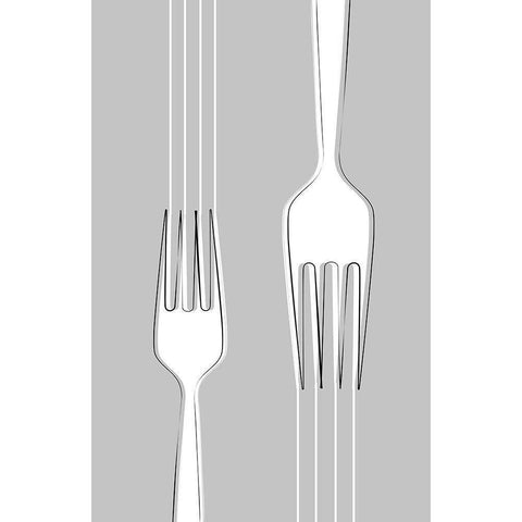 Forks White Modern Wood Framed Art Print by Aesthete