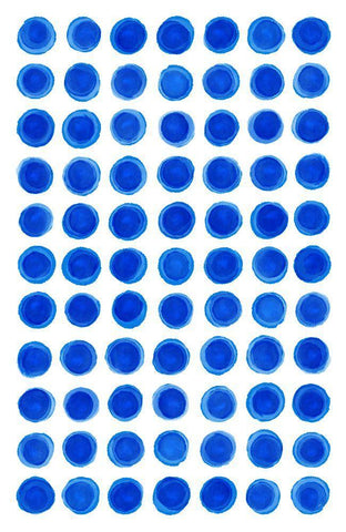 Blue Water Dots White Modern Wood Framed Art Print with Double Matting by Aesthete