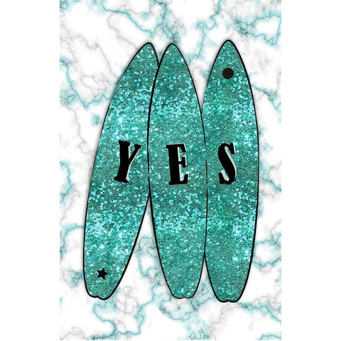 Yes Surf Blue White Modern Wood Framed Art Print by Aesthete