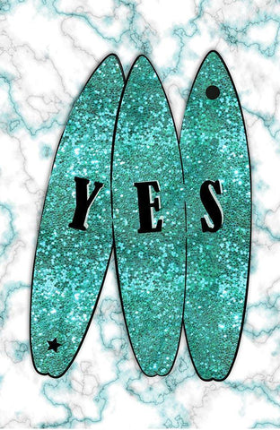 Yes Surf Blue White Modern Wood Framed Art Print with Double Matting by Aesthete