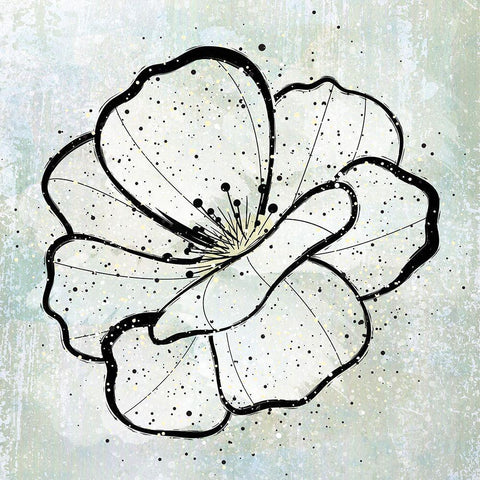 Dusty Flower1 White Modern Wood Framed Art Print with Double Matting by Aesthete