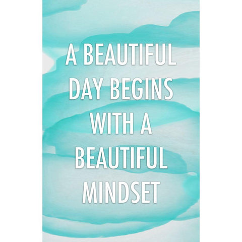 Cyan Beautiful Mindset Quote Black Modern Wood Framed Art Print with Double Matting by Aesthete