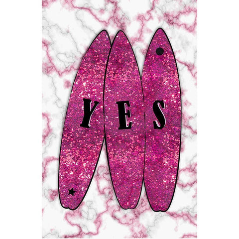 Yes Surf Pink White Modern Wood Framed Art Print by Aesthete