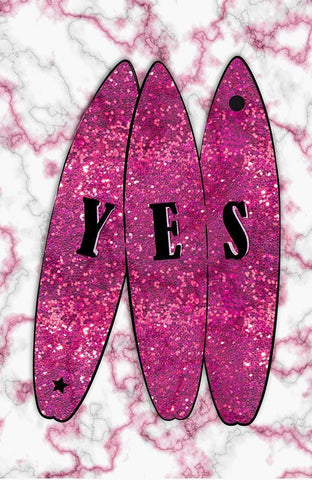 Yes Surf Pink White Modern Wood Framed Art Print with Double Matting by Aesthete