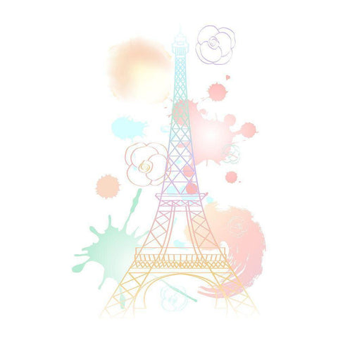 Pastel Eiffel Tower White Modern Wood Framed Art Print by Aesthete