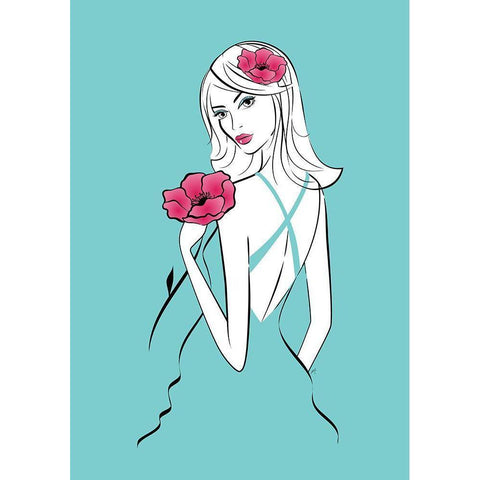 Popply Lady White Modern Wood Framed Art Print by Aesthete