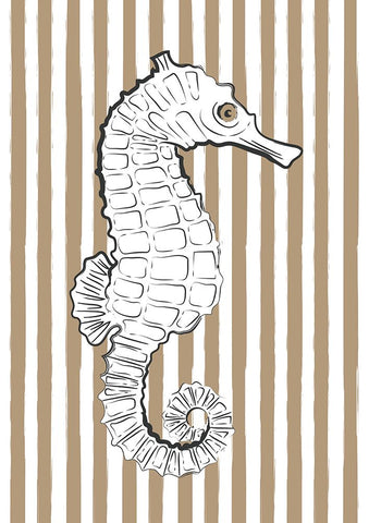 Brown Striped Sea Horse Black Ornate Wood Framed Art Print with Double Matting by Aesthete