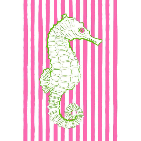 Pink Striped Sea Horse Black Modern Wood Framed Art Print with Double Matting by Aesthete