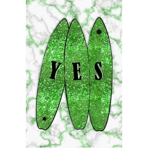 Yes Surt Green White Modern Wood Framed Art Print by Aesthete