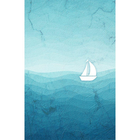 Sea Storm Blue White Modern Wood Framed Art Print by Aesthete