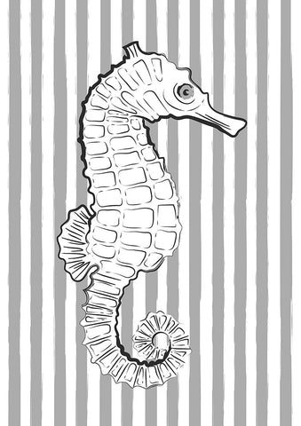 Grey Striped Sea Horse Black Ornate Wood Framed Art Print with Double Matting by Aesthete