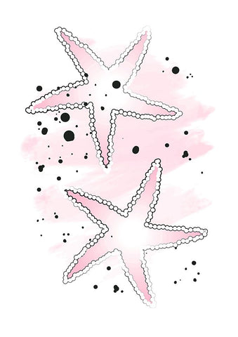 Pink Sea Stars Black Ornate Wood Framed Art Print with Double Matting by Aesthete