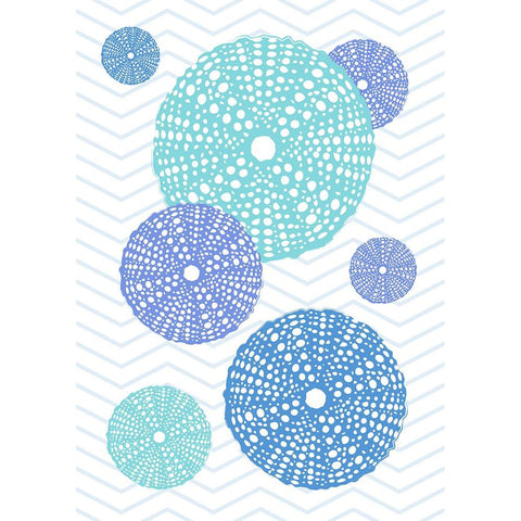 Blue Urchins White Modern Wood Framed Art Print by Aesthete