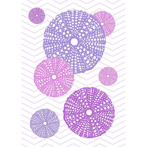 Purple Urchins White Modern Wood Framed Art Print by Aesthete