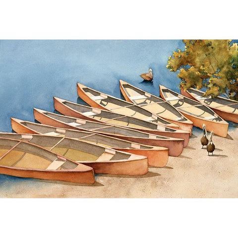 Whos Paddling Black Modern Wood Framed Art Print by Rizzo, Gene