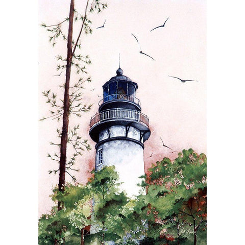 Amelia Island Lighthouse - Fl. White Modern Wood Framed Art Print by Rizzo, Gene