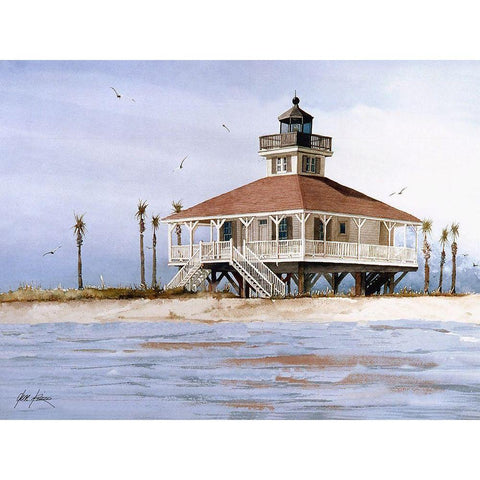 Boca Grand Lighthouse - Fl. Gold Ornate Wood Framed Art Print with Double Matting by Rizzo, Gene