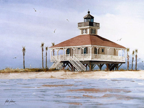 Boca Grand Lighthouse - Fl. White Modern Wood Framed Art Print with Double Matting by Rizzo, Gene