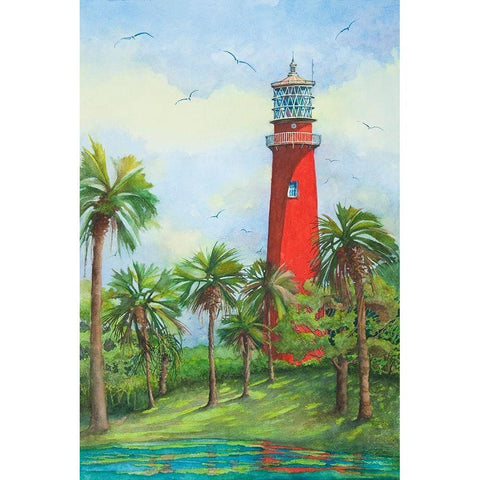 Jupiter Lighthouse-New - Fl. White Modern Wood Framed Art Print by Rizzo, Gene