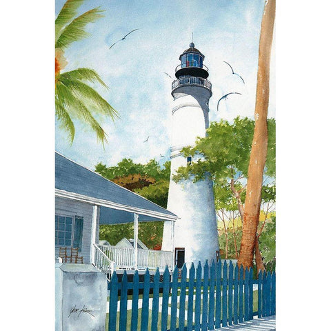 Key West Kighthouse - Fl. White Modern Wood Framed Art Print by Rizzo, Gene