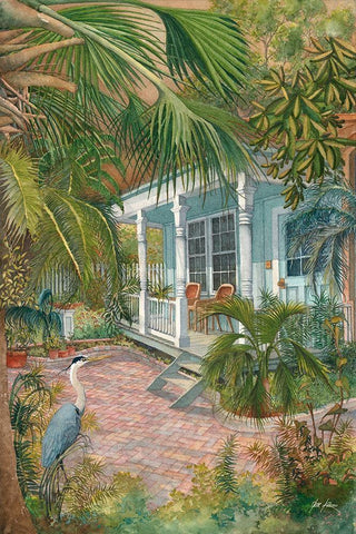 Conch Cottage Black Ornate Wood Framed Art Print with Double Matting by Rizzo, Gene