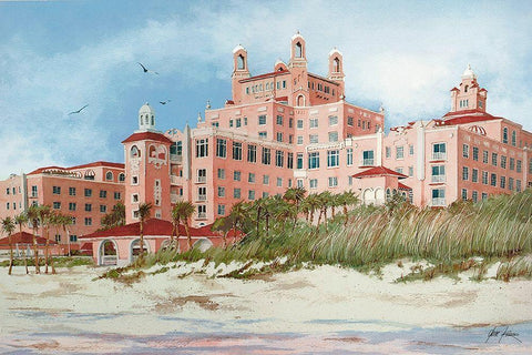 Don CeSar Resort Black Ornate Wood Framed Art Print with Double Matting by Rizzo, Gene