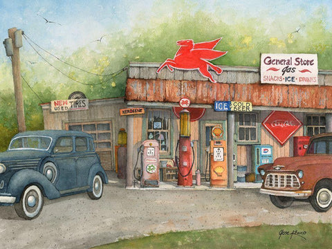 Vintage General Store-1 White Modern Wood Framed Art Print with Double Matting by Rizzo, Gene