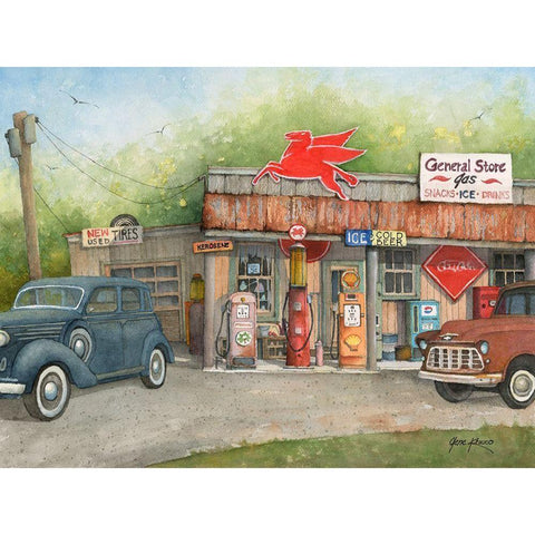 Vintage General Store-1 Black Modern Wood Framed Art Print with Double Matting by Rizzo, Gene
