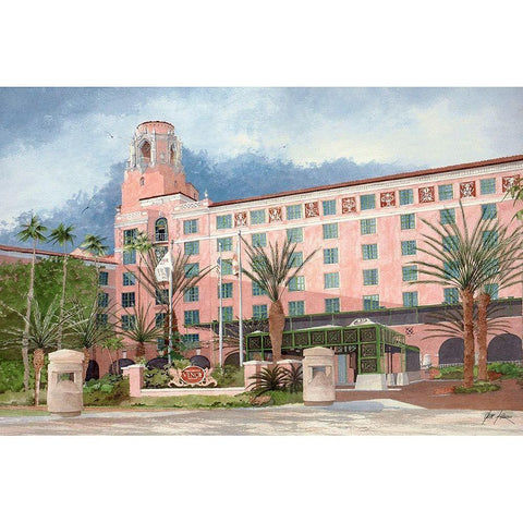 Vinoy Resort Gold Ornate Wood Framed Art Print with Double Matting by Rizzo, Gene