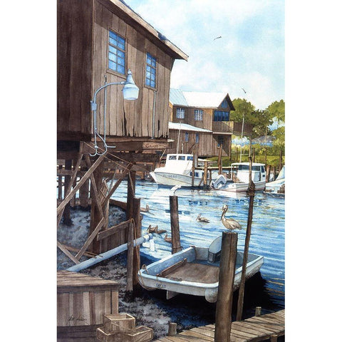 Crab Shack White Modern Wood Framed Art Print by Rizzo, Gene