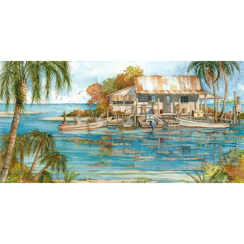 Seafood Shack - Panorama Black Modern Wood Framed Art Print with Double Matting by Rizzo, Gene