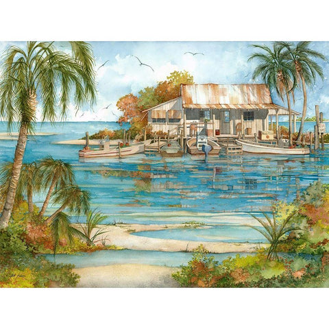 Seafood Shack Black Modern Wood Framed Art Print with Double Matting by Rizzo, Gene