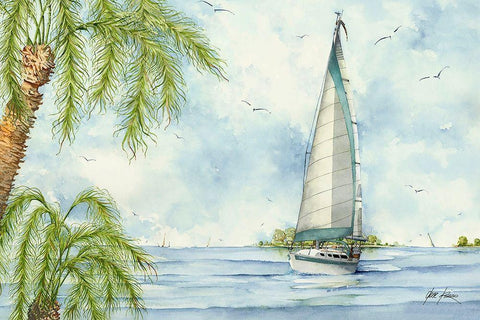 Tranquility White Modern Wood Framed Art Print with Double Matting by Rizzo, Gene