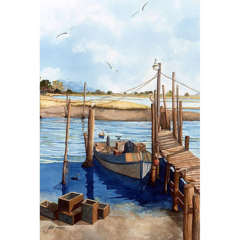 Crab Skiff Gold Ornate Wood Framed Art Print with Double Matting by Rizzo, Gene