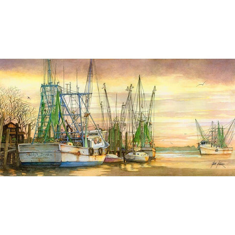 Shrimpers Delight Black Modern Wood Framed Art Print by Rizzo, Gene