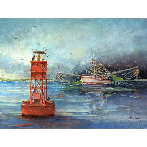 Stormy Sea White Modern Wood Framed Art Print by Rizzo, Gene