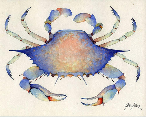 Blue Crab Black Ornate Wood Framed Art Print with Double Matting by Rizzo, Gene