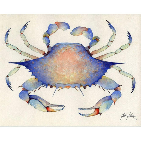 Blue Crab White Modern Wood Framed Art Print by Rizzo, Gene