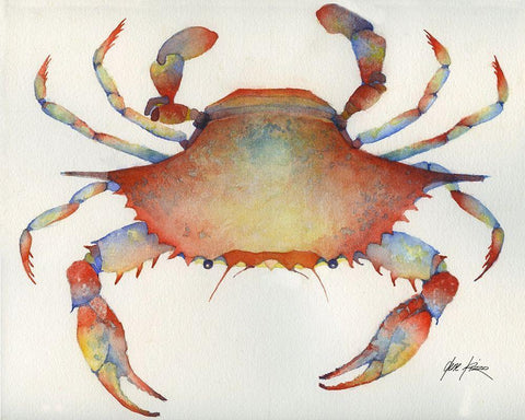 Red Crab White Modern Wood Framed Art Print with Double Matting by Rizzo, Gene